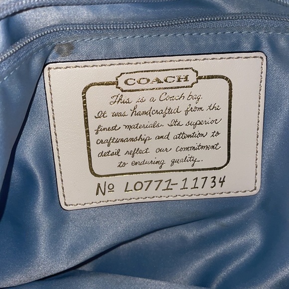 Coach signature blue scarf print hobos, blue and tan - Picture 4 of 6